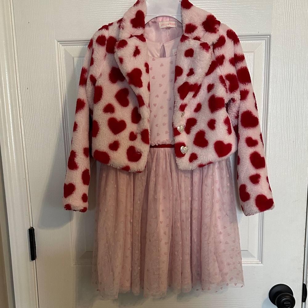 Pink and Red Heart Kids Casual Dress